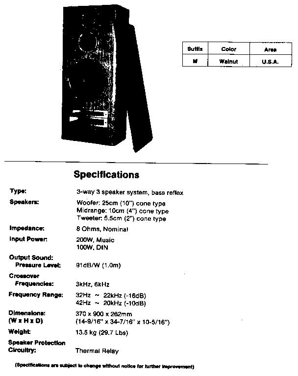 Speaker system sb-a31