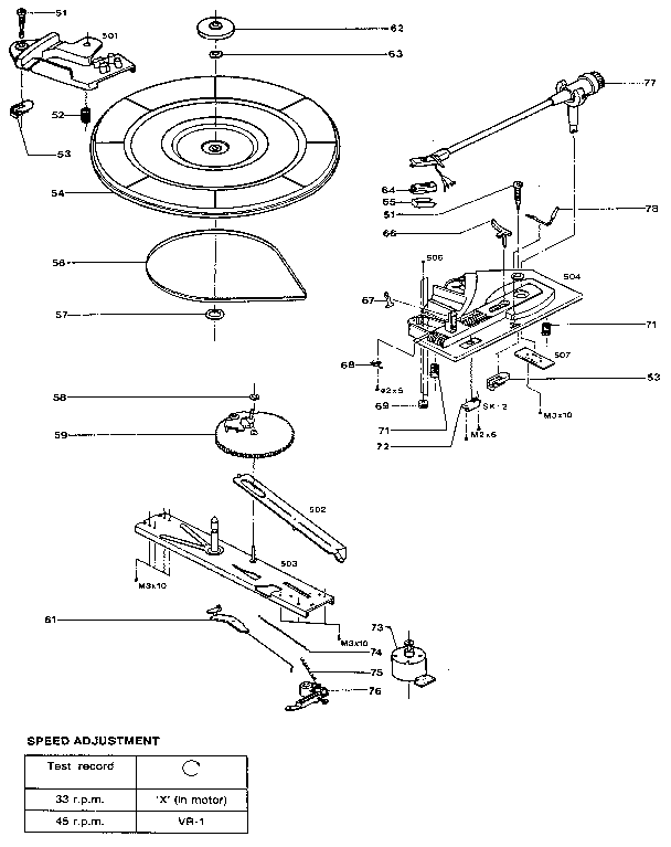 Record player - exploded view