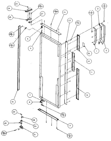 Refrigerator door, hinge & trim