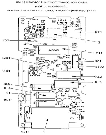 Power and control circuit board (part no. 15447)