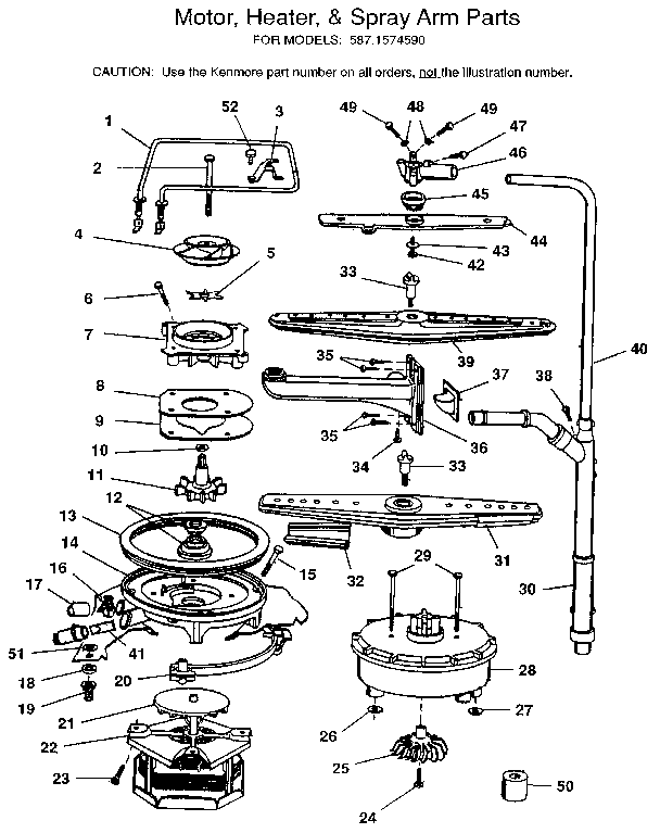 MOTOR, HEATER & SPRAY ARM