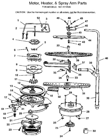 Motor, heater & spray arm