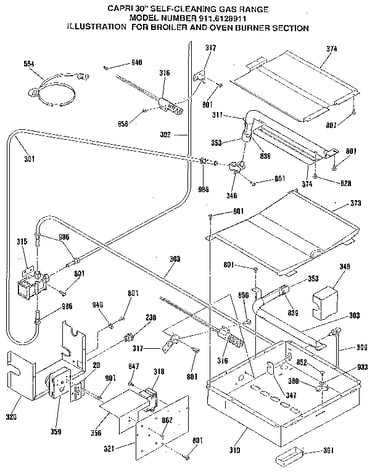 Broiler and oven burner section