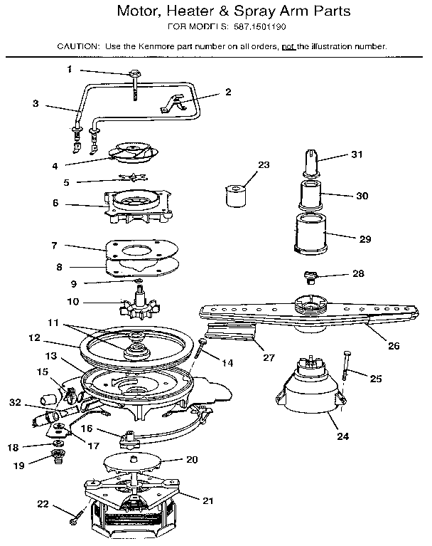Motor, heater & spray arm