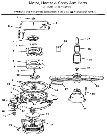 Motor, heater & spray arm
