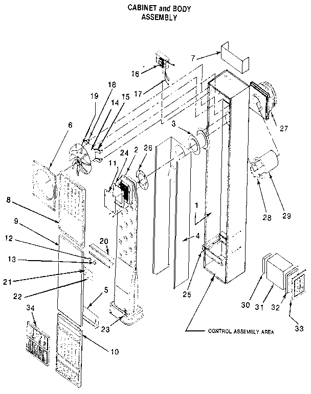 Cabinet and body assembly