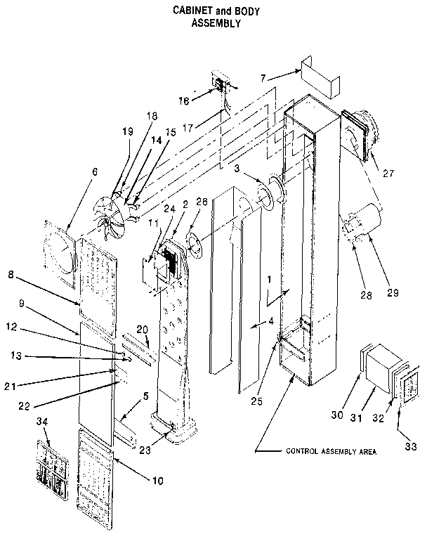 Cabinet and body assembly