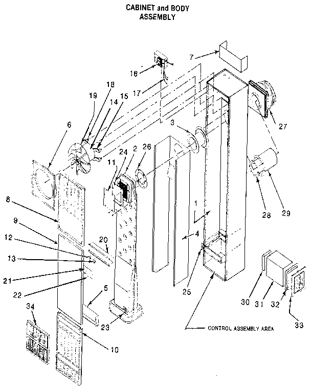 Cabinet and body assembly