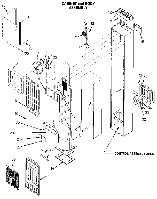 Cabinet and body assembly