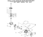 Kenmore 11082872830 brake, clutch, gearcase, motor and pump diagram