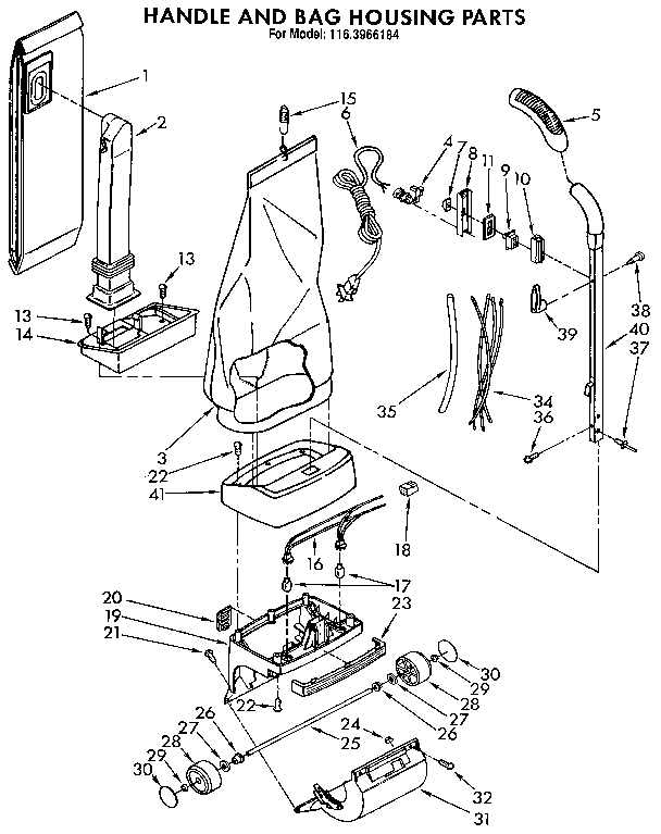 Handle and bag housing