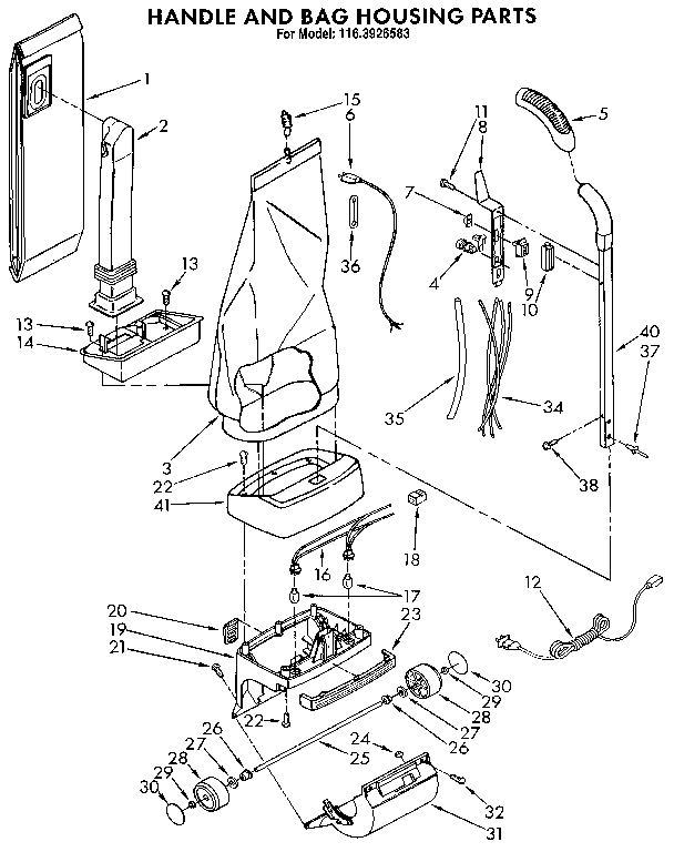Handle and bag housing