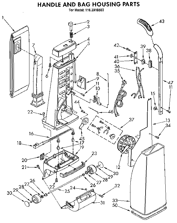Handle and bag housing