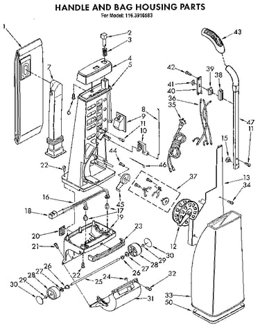 Handle and bag housing
