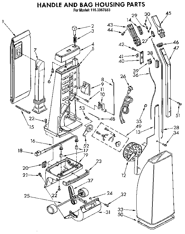 Handle and bag housing