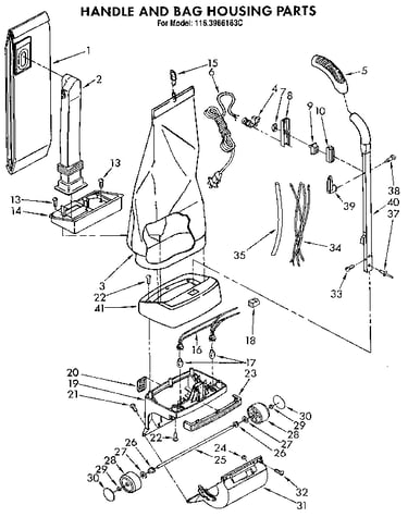 Handle and bag housing