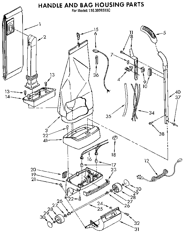 HANDLE AND BAG HOUSING