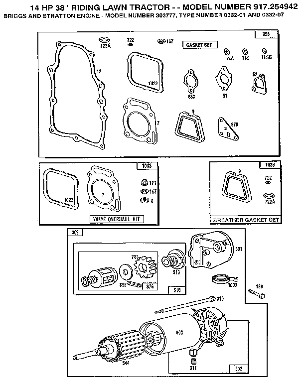 GASKET SET AND MOTOR-STARTING