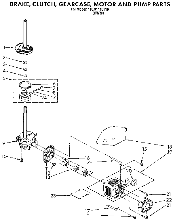 BRAKE, CLUTCH, GEARCASE, MOTOR AND PUMP