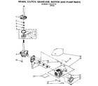 Kenmore 11091121110 brake, clutch, gearcase, motor and pump diagram