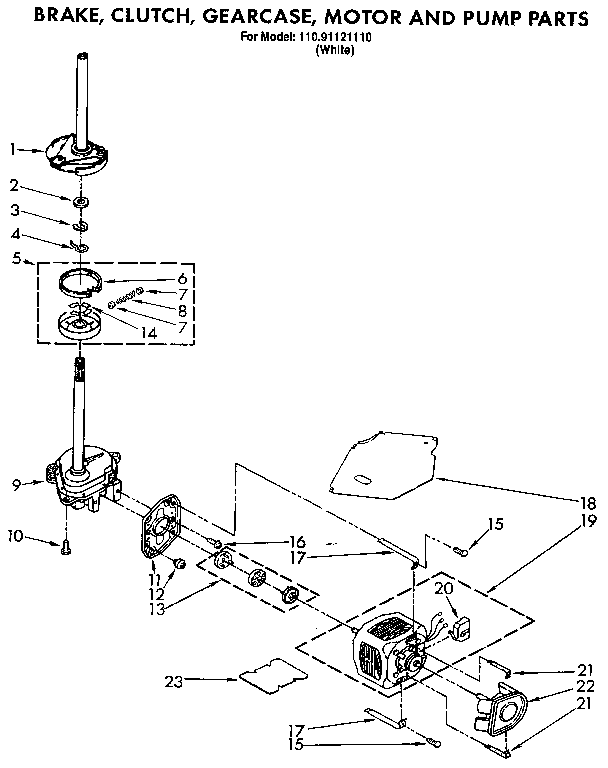 Brake, clutch, gearcase, motor and pump