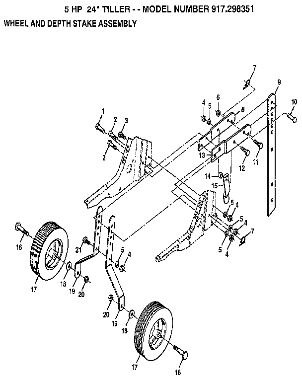 Wheel and depth stake assembly
