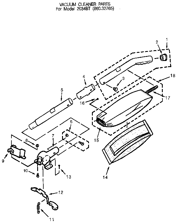 Handle and bag housing