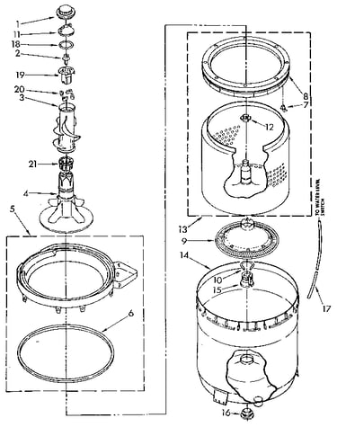Agitator, basket and tub