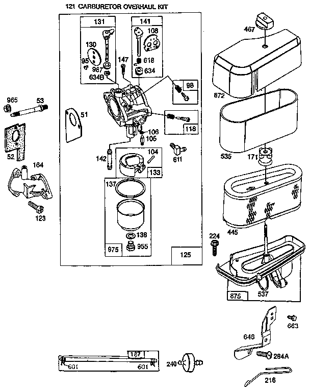 Carburetor and air cleaner assembly