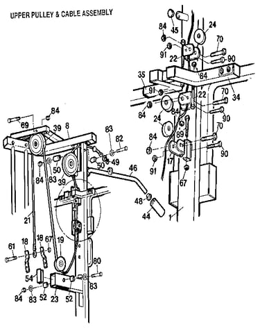 Upper pulley & cable assembly