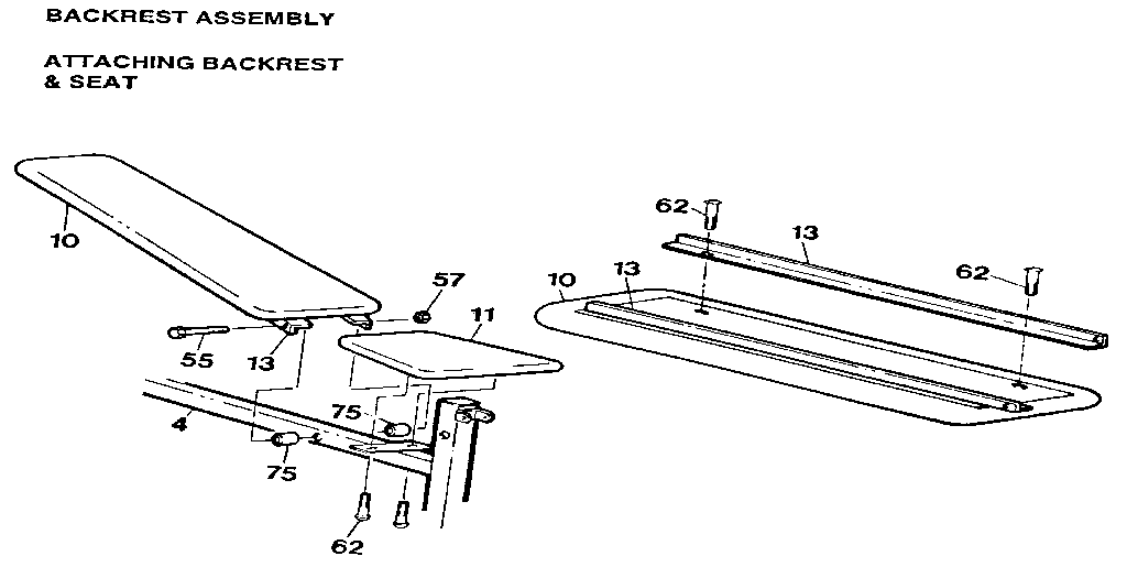 Backrest assembly attaching backrest & seat