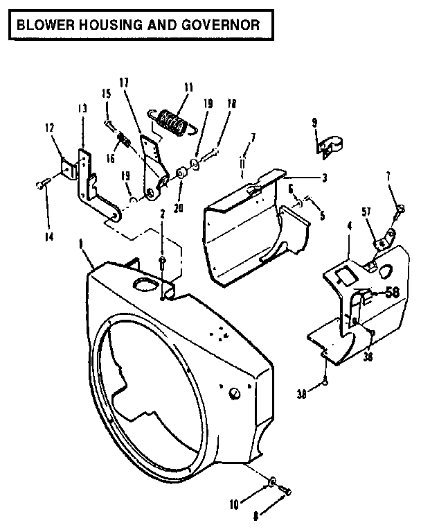 BLOWER HOUSING AND GOVERNOR