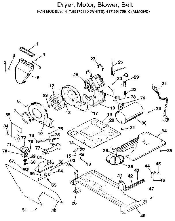 Dryer-motor,blower,belt