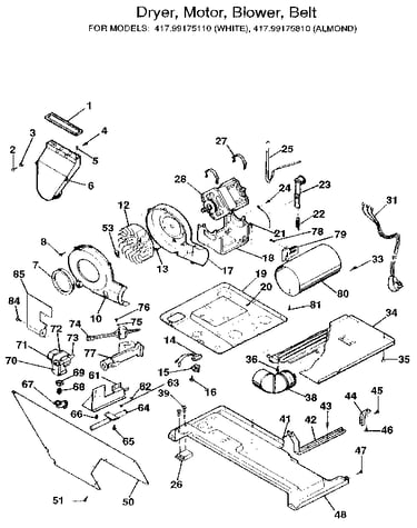 Dryer-motor,blower,belt