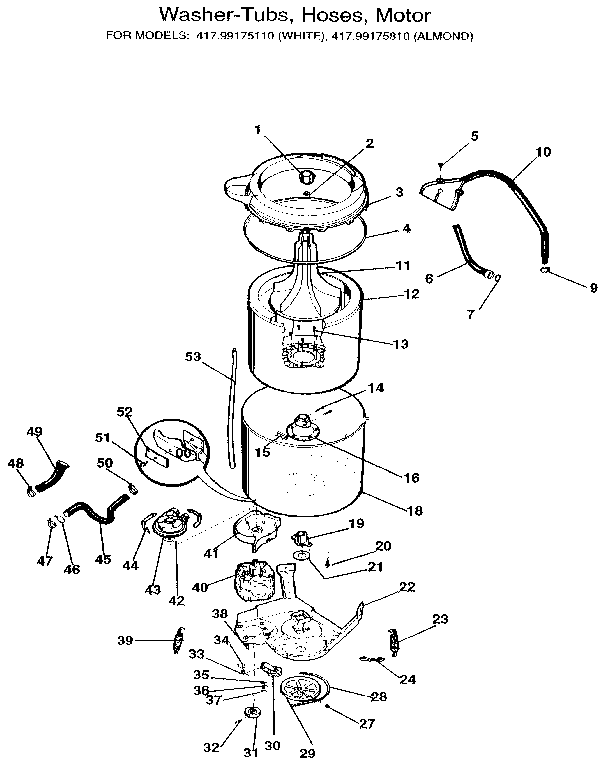 WASHER-TUBS, HOSES, MOTORS