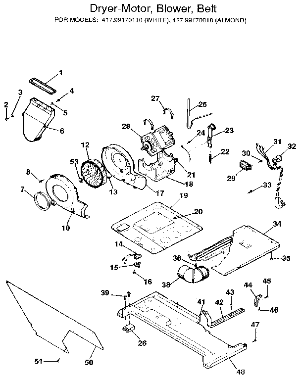 Dryer-motor,blower,belt