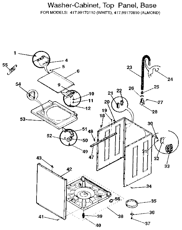 Washer-cabinet,top panel, base