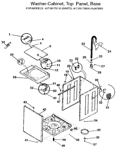 Washer-cabinet,top panel, base