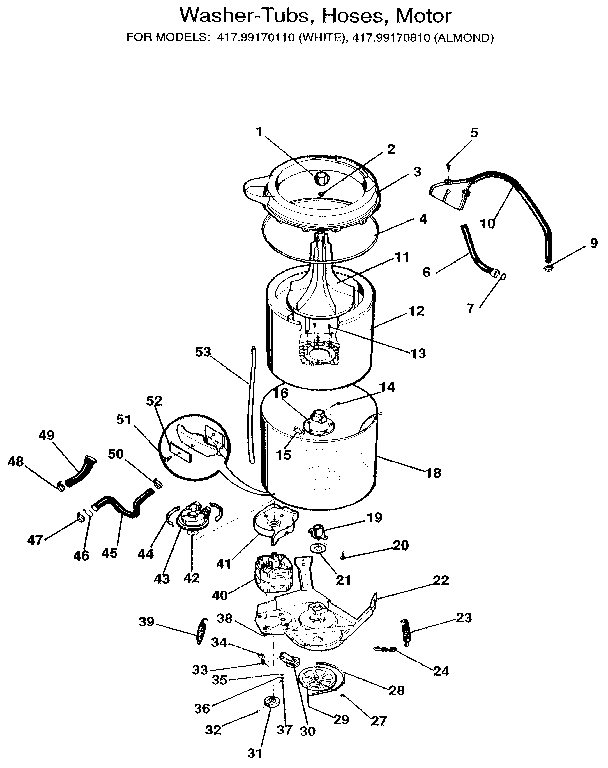 WASHER-TUBS,HOSES,MOTOR