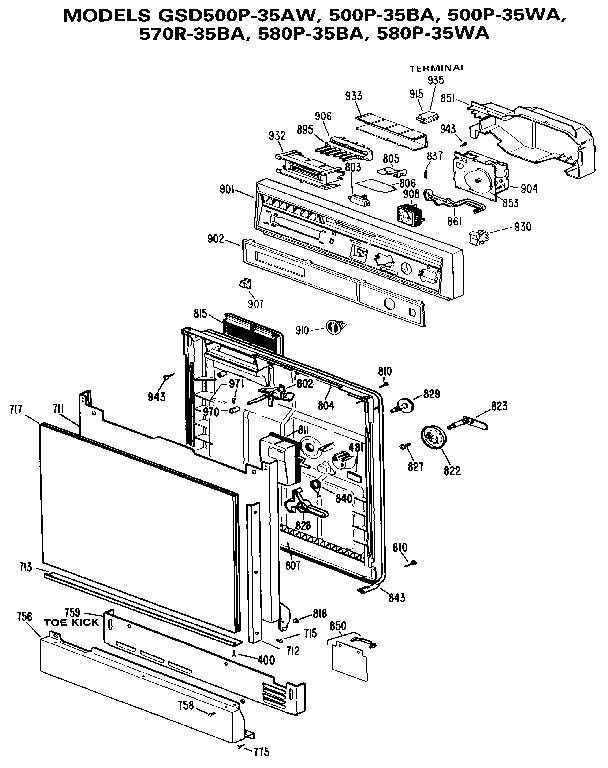 CONTROL PANEL AND DOOR