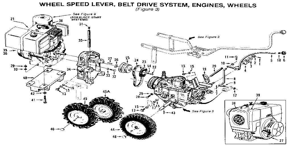 Wheel speed lever, belt drive system, engines, wheels