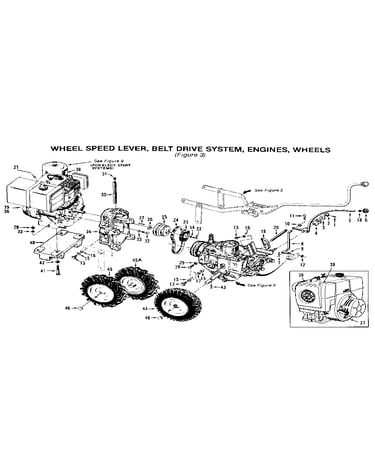 Wheel speed lever, belt drive system, engines, wheels