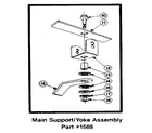 Troybilt PTO HORSE SERIAL #00950727 AND UP main support and yoke assembly diagram