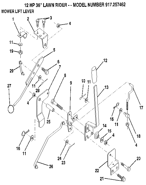 Mower lift lever