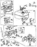 Air cleaner, fuel tank, and carburetor assembly