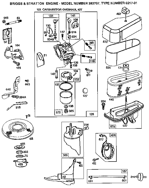 Carburetor and air cleaner assembly