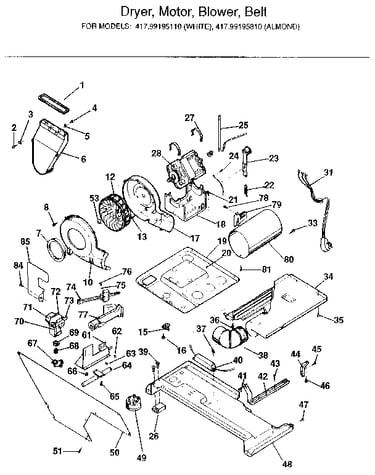Dryer, motor, blower, belt