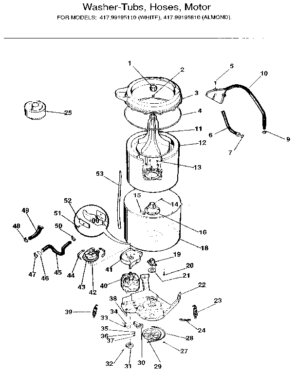 WASHER-TUBS, HOSES, MOTOR