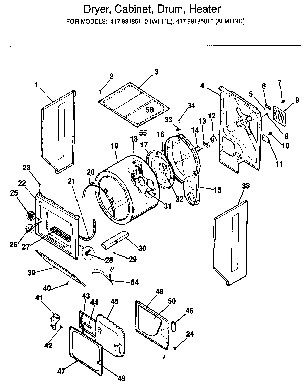 DRYER, CABINET, DRUM, HEATER