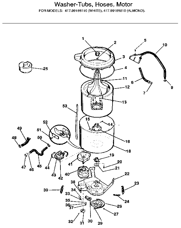 WASHER-TUBS, HOSES, MOTOR